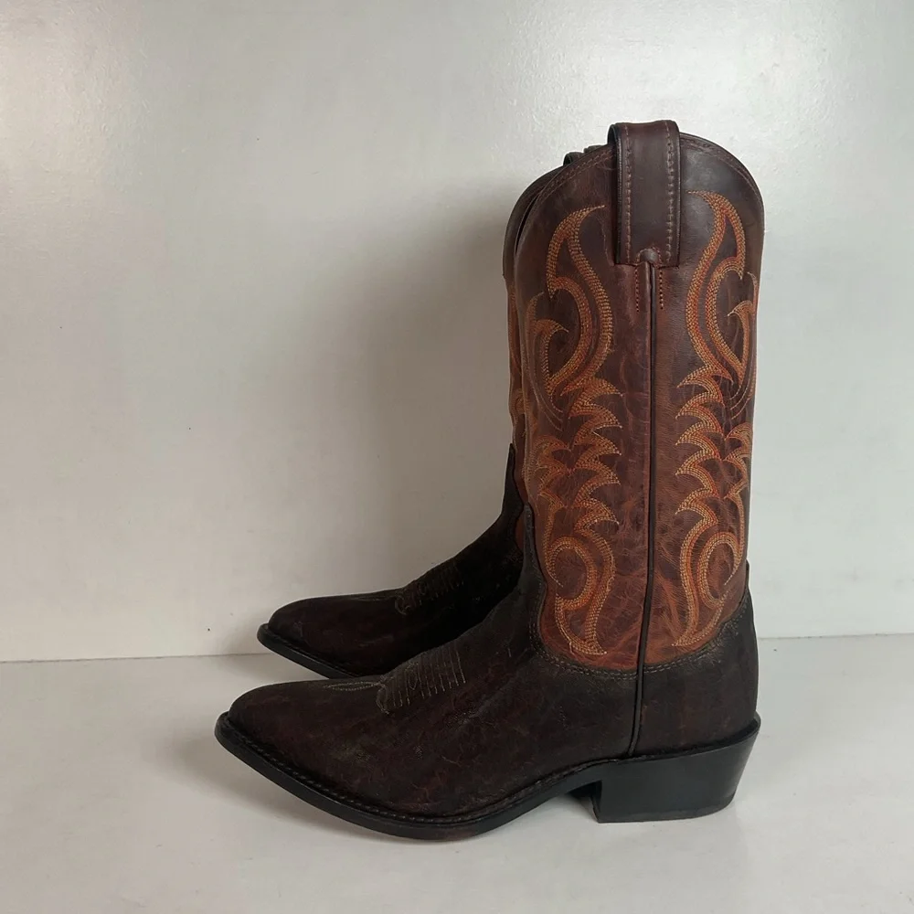 Tony Lama Men’s Vintage Chocolate Cowboy Boots 8.5 D USA Made Exotic - Picture 12 of 16